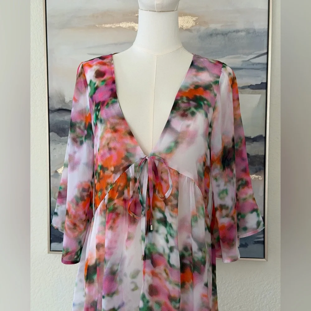 Like Mynded Elegant Floral Watercolor Swim Coverup - Picture 2 of 16